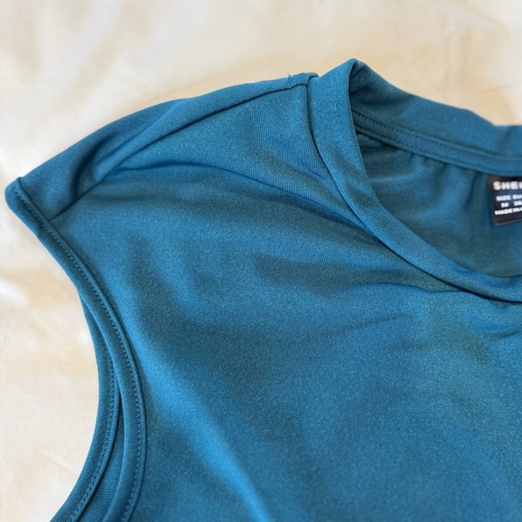 Slit Thigh Teal Bodycon Dress - Picture 3 of 5